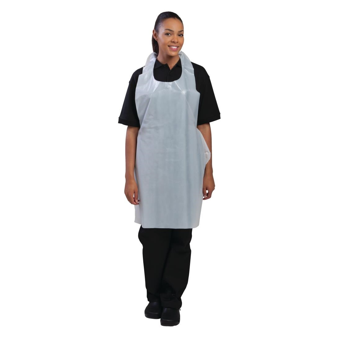 Disposable Polythene Bib Aprons 14.5 Micron White  (Pack of 100)